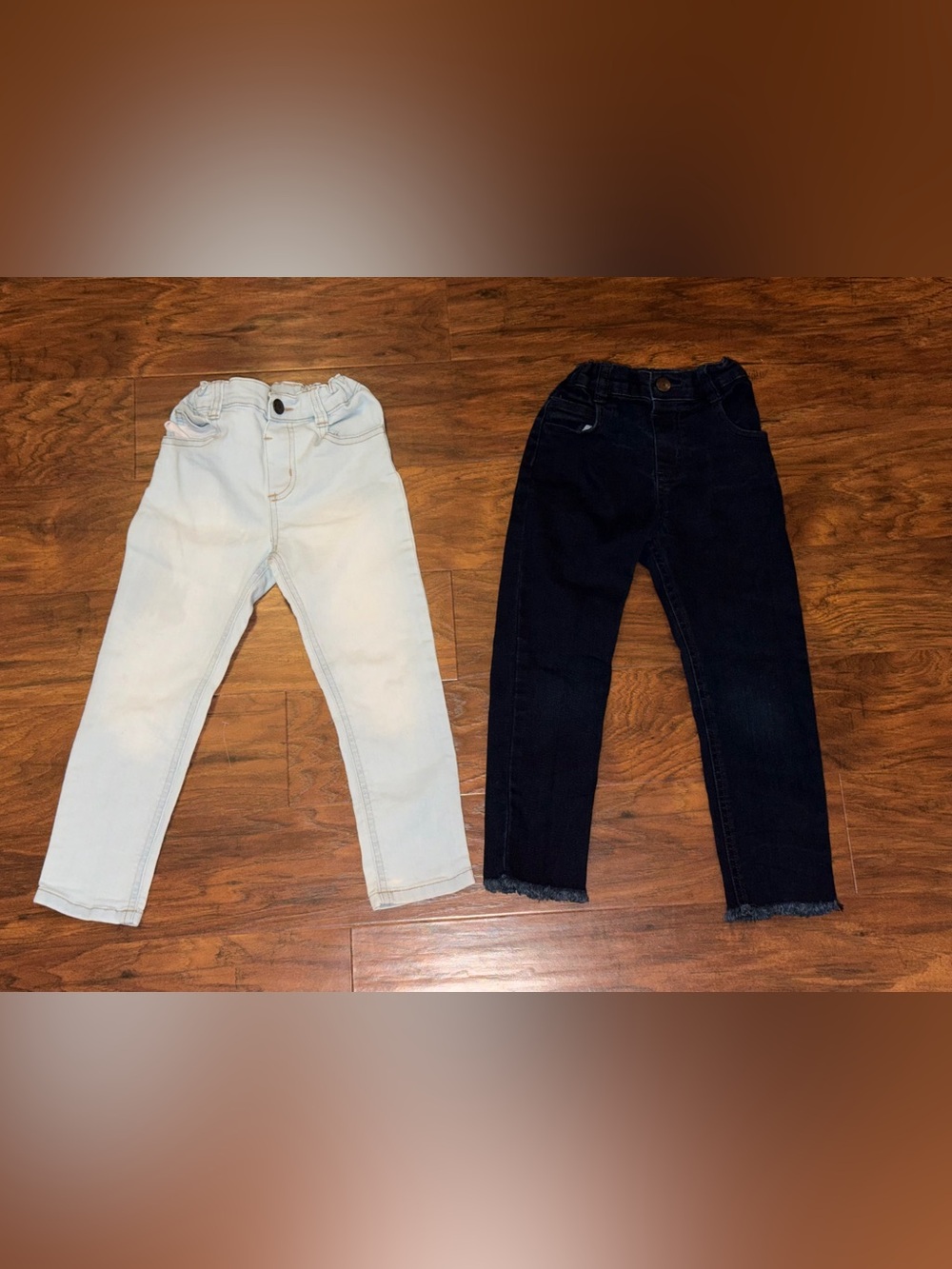 Kids Stretch Denim Jeans - White and Dark Blue